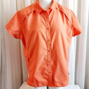 REI Sun Shirt XL Vented Nylon UPF 30+ Orange EUC